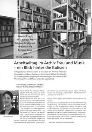 Arbeitsalltag im Archiv Frau und Musik - ein Blick hinter die Kulissen