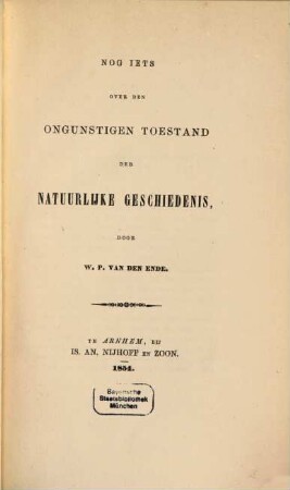 De ongunstige toestand der natuurlijke geschiedenis, 1
