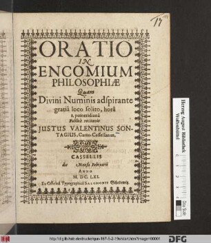 Oratio In Encomium Philosophiae