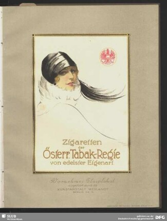 Zigaretten der Österr. Tabak-Regie von delster Eigenart. Vornehmes Glasplakat