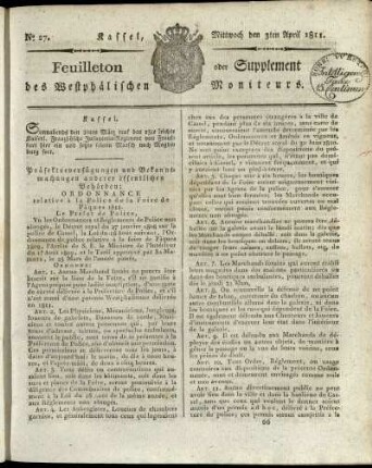 No. 27, Mittwoch den 3ten April 1811