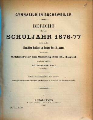 Bericht über das Schuljahr .... 1876/77