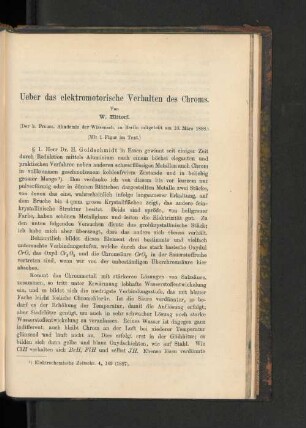 Ueber das elektromotorische Verhalten des Chroms.