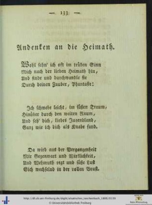Andenken an die Heimath.