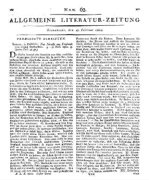 Das Neueste aus England. H. 1-3. Von einem Beobachter. Berlin: Fröhlich 1801