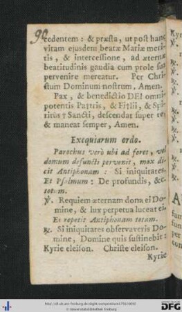 Exequiarum ordo.