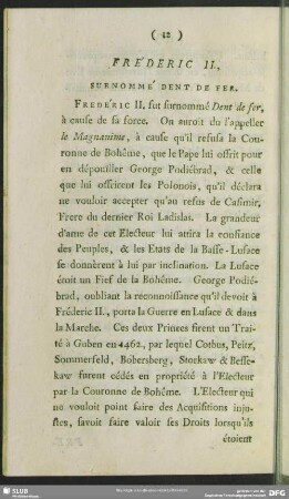 Fréderic II. Surnommé Dent De Fer