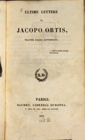 Ultime lettere di Jacopo Ortis