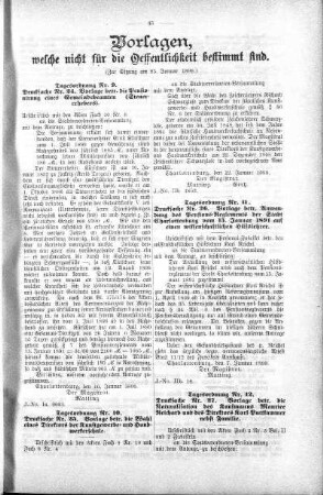 Vorlagen welche nicht für die Oeffentlichkeit bestimmt sind., 25. Januar 1899