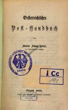 Oesterreichisches Post-Handbuch