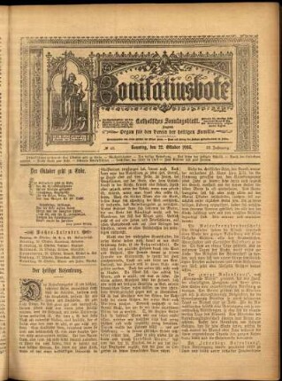 Erste Ausgabe vom Sonntag, den 22. Oktober 1905.