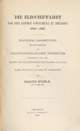 Die Elbschiffahrt vor der ersten Conferenz zu Dresden : 1819 - 1821