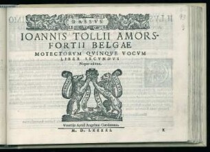 Jan Tollius: Motectorum quinque vocum liber secundus ... Bassus