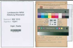 Entnazifizierung Kaete Inger , geb. 07.06.1913 ()