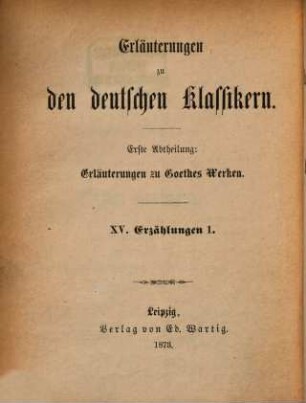 Goethes Reise der Söhne Megaprazons und Unterhaltungen deutscher Ausgewanderten