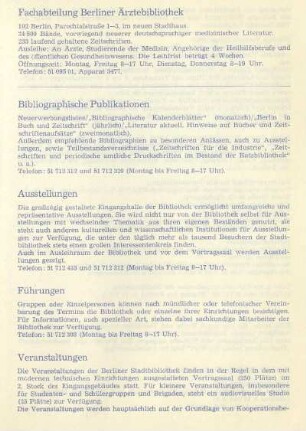 Fachabteilung Berliner Ärztebibliothek