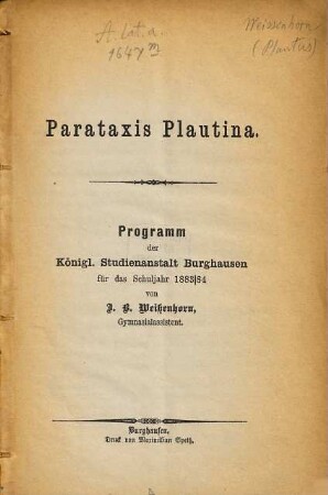 Parataxis Plautina