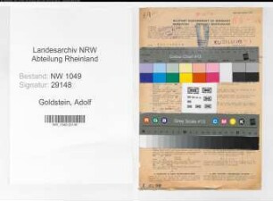 Entnazifizierung Adolf Goldstein , geb. 04.03.1899 (Polizeibeamter)