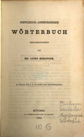 Schwäbisch-Augsburgisches Wörterbuch