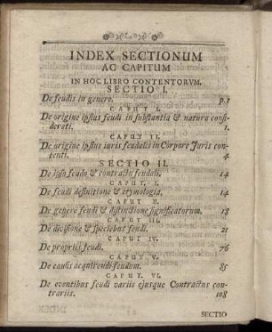 Index Sectionum.