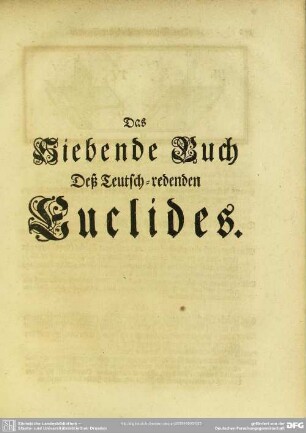 Das Siebende Buch Deß Teutsch-redenden Euclides
