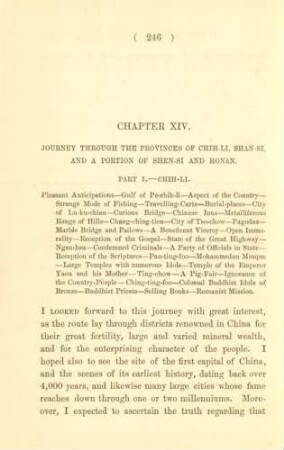 Chapter XIV. Journey through the provinces of Chih-li, Shan-si, and a portion of Shen-si and Honan. Part I. - Chih-li