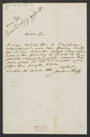 Brief an Friedrich-Hofmeister-Musikverlag  : 26.09.1866