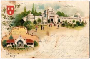 Sächs.-Thüringische Industrie- u. Gewerbe-Ausstellung Leipzig 1897 : Kunsthalle ; Ausstellungshalle der Stadt Leipzig [Officielle Postkarte]