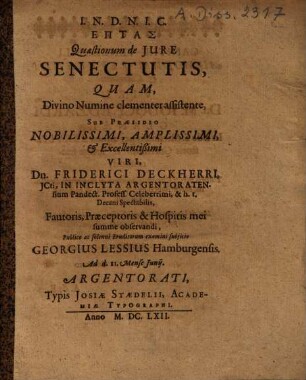 Heptas Quaestionum de Jure Senectutis