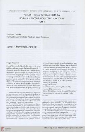 Kantor – Meyerhold. Paralele