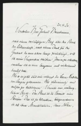 Brief von Rudolf G. Binding an Gerhart Hauptmann
