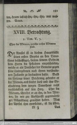 XVIII. Betrachtung. 1. Tim. V, 3.