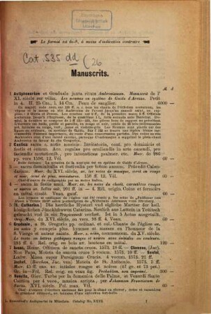 Bibliotheca Musica, Theatralis, Saltatoria, [I]. Précieuse collection de manuscrits et de livres imprimés sur l'histoire, la théorie et la pratique de la musique instrumentale et vocale, de la danse et du théâtre, pièces dramatiques en toutes les langues, autographes, gravures et dessins, architecture de théâtre : avec un supplement très-important