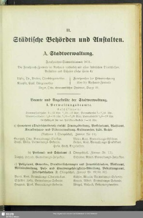 II. Behördenverzeichnis : II. Städtische Behörden und Anstalten