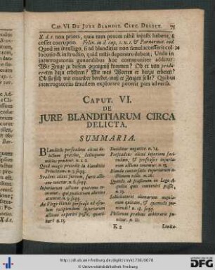 Caput VI. De Jure Blanditiarum Circa Delicta.