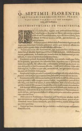 Argumentum Libri De Poenitentia
