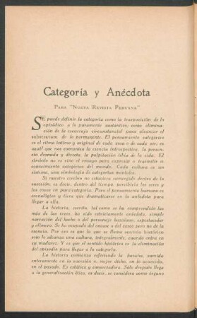 Categoría y Anécdota