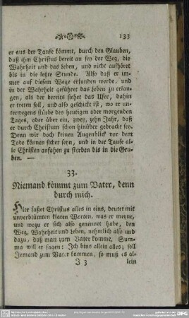 33. Niemand kömmt zum Vater, denn durch mich