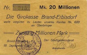 Gutschein - 20 Mill. Mark