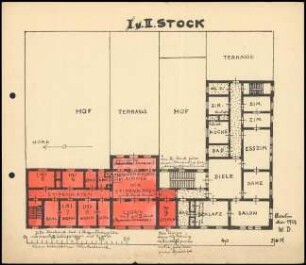 Tuschezeichnung. I. und II. Stock