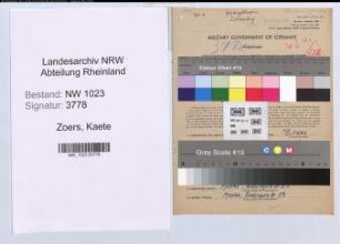 Entnazifizierung Kaete Zoers , geb. 24.11.1893 (Saengerin)
