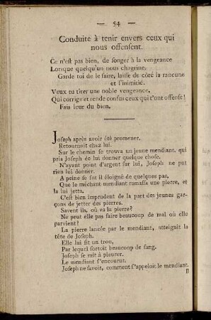 Conduite à tenir envers ceux qui nous offensent. = Verhalten gegen Beleidiger.
