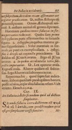 Cap. IX. De Fallacia a dicto secundum quid ad dictum simpliciter.
