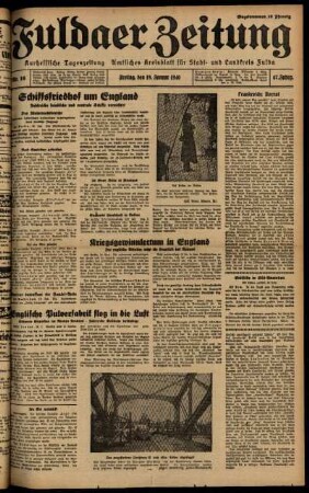 Ausgabe vom Freitag, den 19. Januar 1940.