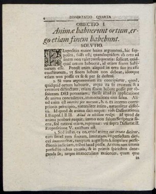 Obiectio I. Animae habuerunt ortum, ergo etiam finem habebunt