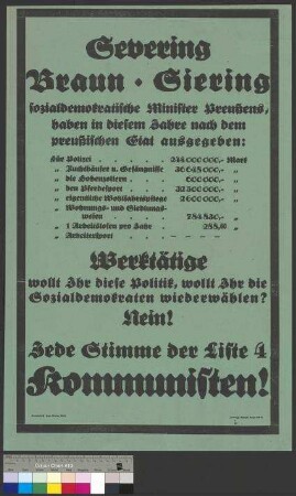 Wahlplakat der KPD zur Landtagswahl (Preußen) und Reichstagswahl am 7. Dezember 1924