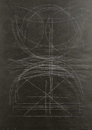 Dennhardt, Klaus: Einzelblatt aus der Mappe 3 - Drei Linien in ihrer Wandlung. Monotypie; 70 x 50 cm. 1.08.1986. Dresden: Leonhardi-Museum, Ausstellung Klaus Dennhardt - flußabwärts vom 9. Juli - 29. August 2004.