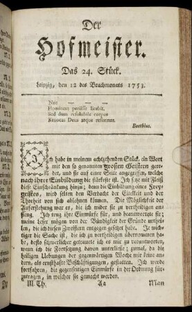 Das 24. Stück. Leipzig, den 12 des Brachmonats 1753.