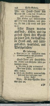 Wie ein Hauß-Vater sein Gesinde soll lehren das Benedicte und Gratias sprechen