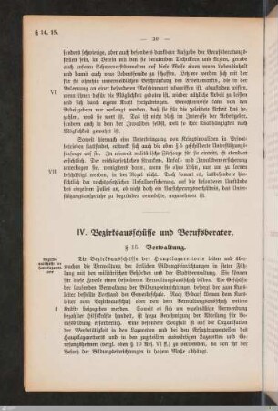 IV. Bezirksausschüsse und Berufsberater